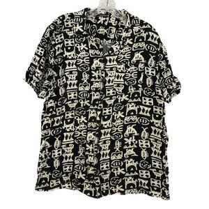Wrkshp Black & White Tribal Patterned Button Down Size L